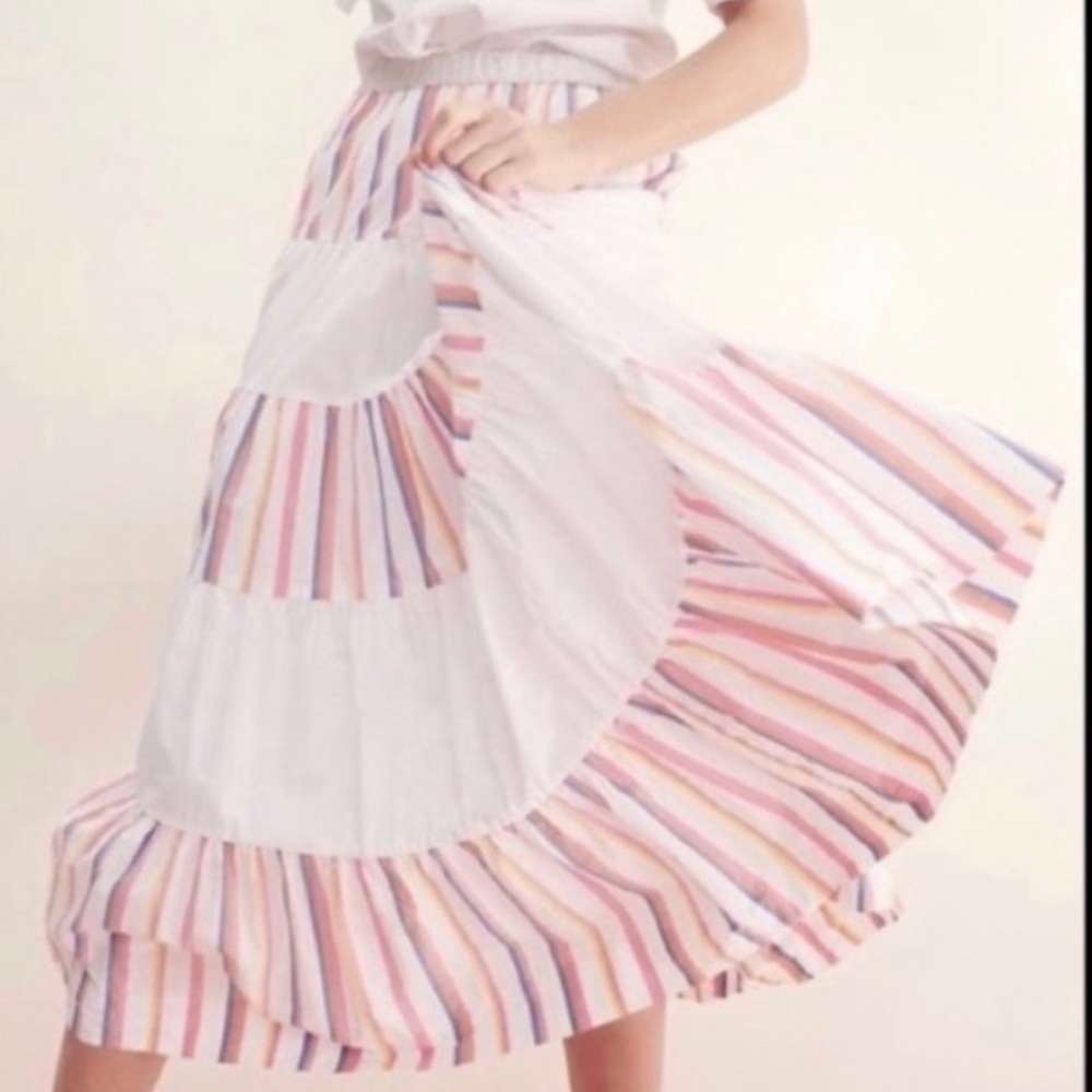 NWT J.Crew sorbet stripe tiered midi skirt - Picture 1 of 6